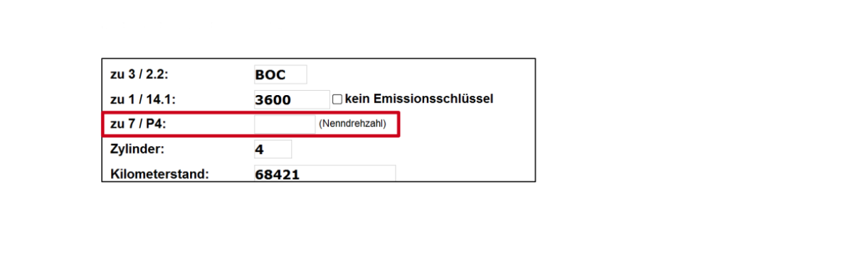 Fahrzeugdatenmaske Fahrzeugdatenmaske