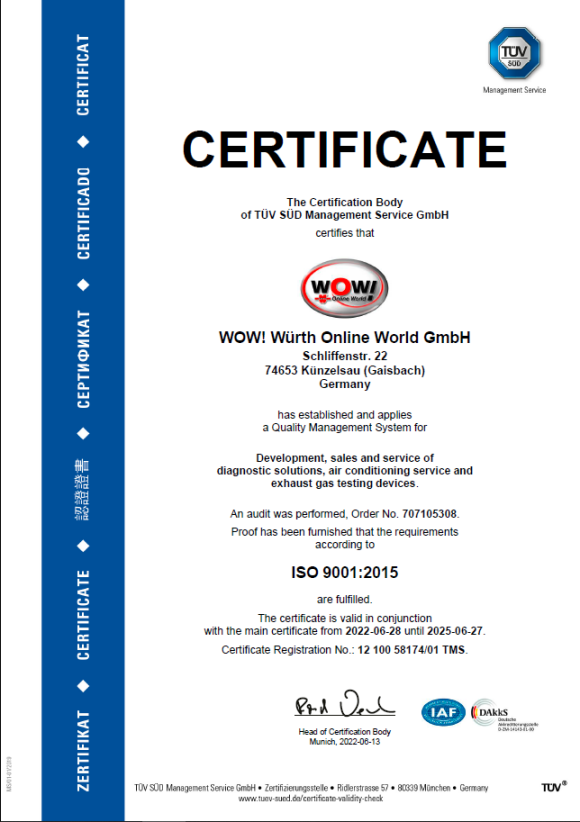 Certificate DIN EN ISO 9001:2015