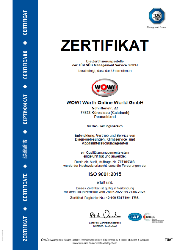 Zertifikat DIN EN ISO 9001:2015 Zertifikat DIN EN ISO 9001:2015