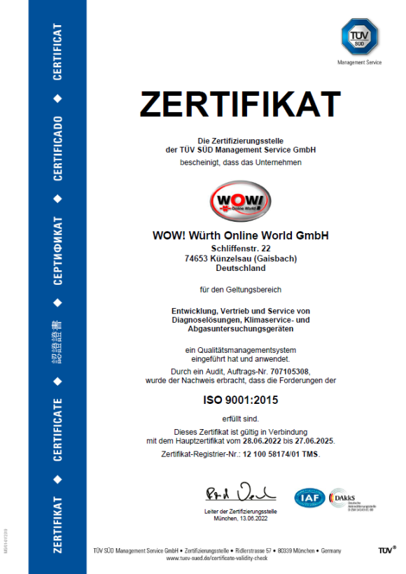 Zertifikat ISO 9001:2015